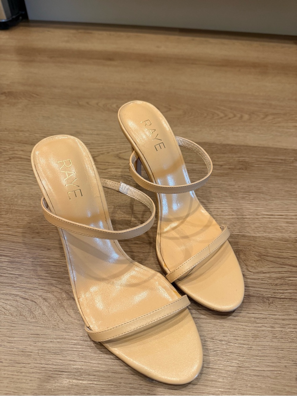 RAYE Nude Double-Strap Slide Heels